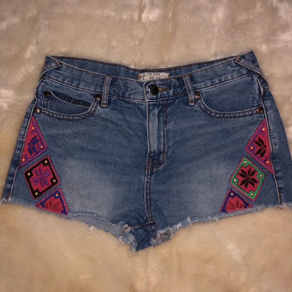 Free People Light Wash Denim Shorts